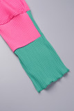 Green Casual Solid Patchwork Hooded Collar Long Sleeve Two Pieces