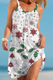 Red Green Casual Print Patchwork Spaghetti Strap Printed Dress Dresses