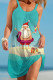 Light Green Casual Print Patchwork Spaghetti Strap Printed Dress Dresses