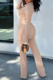 White Casual Solid Patchwork Turndown Collar Long Sleeve Two Pieces