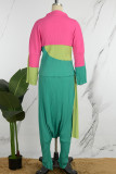 Green Casual Solid Patchwork Hooded Collar Long Sleeve Two Pieces