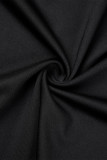 Black White Casual Print Patchwork Oblique Collar Plus Size Two Pieces