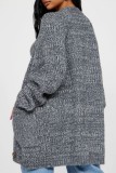 Dark Gray Casual Solid Cardigan Outerwear