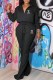 Black Casual Print Letter Turndown Collar Long Sleeve Two Pieces