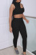 Black Casual Solid Hollowed Out Patchwork O Neck Sleeveless Two Pieces