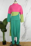 Green Casual Solid Patchwork Hooded Collar Long Sleeve Two Pieces