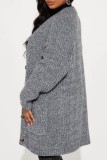 Dark Gray Casual Solid Cardigan Outerwear