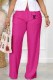 Rose Red Casual Print Letter Mid Waist Straight Bottoms