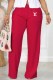 Red Casual Print Letter Mid Waist Straight Bottoms