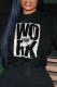 Black Casual Street Print Patchwork O Neck Tops