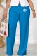 Blue Casual Print Letter Mid Waist Straight Bottoms