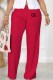 Red Casual Print Letter Mid Waist Straight Bottoms
