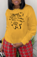 Yellow Casual Print Letter O Neck Tops