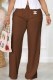 Coffee Casual Print Letter Mid Waist Straight Bottoms