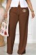 Coffee Casual Print Letter Mid Waist Straight Bottoms