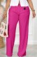 Rose Red Casual Print Letter Mid Waist Straight Bottoms