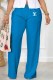 Blue Casual Print Letter Mid Waist Straight Bottoms