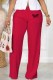 Red Casual Print Letter Mid Waist Straight Bottoms