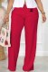 Red Casual Print Letter Mid Waist Straight Bottoms