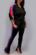 Black Casual Solid Patchwork Zipper Collar Long Sleeve Two Pieces