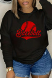 Black Red Casual Daily Print Basic O Neck Tops