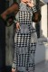 Black Casual Print Patchwork Half A Turtleneck One Step Skirt Dresses