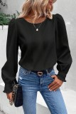 Black Casual Solid Basic O Neck Tops
