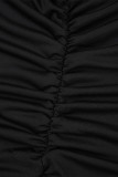 Black Sexy Solid Backless Slit Halter Long Dress Dresses
