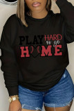 Black Casual Daily Print Basic O Neck Tops