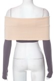 Black Sexy Solid Backless Off the Shoulder Long Sleeve Tops Two Pieces