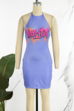 Rose Red Casual Print Basic O Neck Sleeveless Dress Dresses