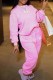Pink Sportswear Print Letter O Neck Long Sleeve Two Pieces