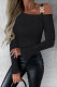 Black Casual Solid Patchwork Oblique Collar Tops