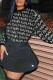Black Casual Street Letter Patchwork O Neck Tops