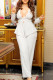 White Casual Solid Patchwork V Neck Long Sleeve Two Pieces