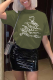 Army Green Casual Print Patchwork O Neck T-Shirts