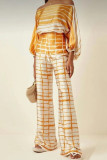 Decorative Pattern Sweet Print Patchwork Off the Shoulder Long Sleeve Two Pieces