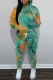 Green Casual Print Basic Hooded Collar Long Sleeve Two Pieces