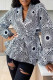 Grey Casual Print Patchwork V Neck Tops
