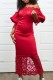 Red Casual Solid Hollowed Out Patchwork Off the Shoulder Long Dress Dresses