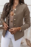 Camel Casual Solid Cardigan Outerwear
