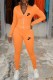 Orange Casual Print Letter Zipper Collar Long Sleeve Two Pieces