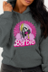 Dark Gray Casual Street Print Draw String Letter Hooded Collar Tops