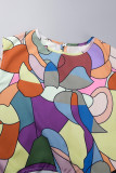 Multicolor Casual Print Basic O Neck Tops