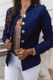 Royal Blue Casual Solid Cardigan Outerwear