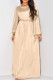 Cream White Elegant Solid Bandage Patchwork O Neck Long Dress Dresses