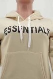 Khaki Casual Print Letter Hooded Collar Long Sleeve Two Pieces