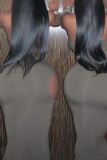 Grey Sexy Solid Hollowed Out Backless Strapless Long Dress Dresses