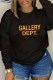 Black Street Print Letter O Neck Tops