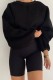 Black Casual Solid Basic O Neck Tops